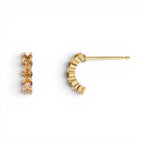 14K Prong Set Citrine Half Hoops - view 2