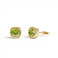 14K Cushion Shaped Round Peridot Stud Earrings by Orlina Fine