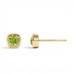 14K Cushion Shaped Round Peridot Stud Earrings - view 2