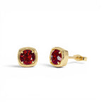 14K Cushion Shaped Round Garnet Stud Earrings by Orlina Fine