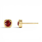 14K Cushion Shaped Round Garnet Stud Earrings - view 2