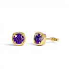 14K Cushion Shaped Round Amethyst Stud Earrings by Orlina Fine