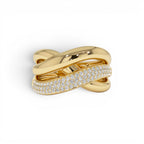 14k Gold Triple Band Crossover Diamond Statement Ring by Orlina Fine