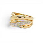 14k Gold Triple Band Crossover Diamond Statement Ring - view 4