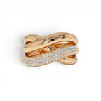 14k Gold Triple Band Crossover Diamond Statement Ring - view 2