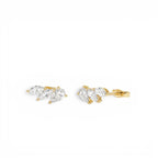 1.00 CTW 14K Prong Setting Lab Grown Mixed Shape Triple Cluster Stud Earrings by Orlina Fine