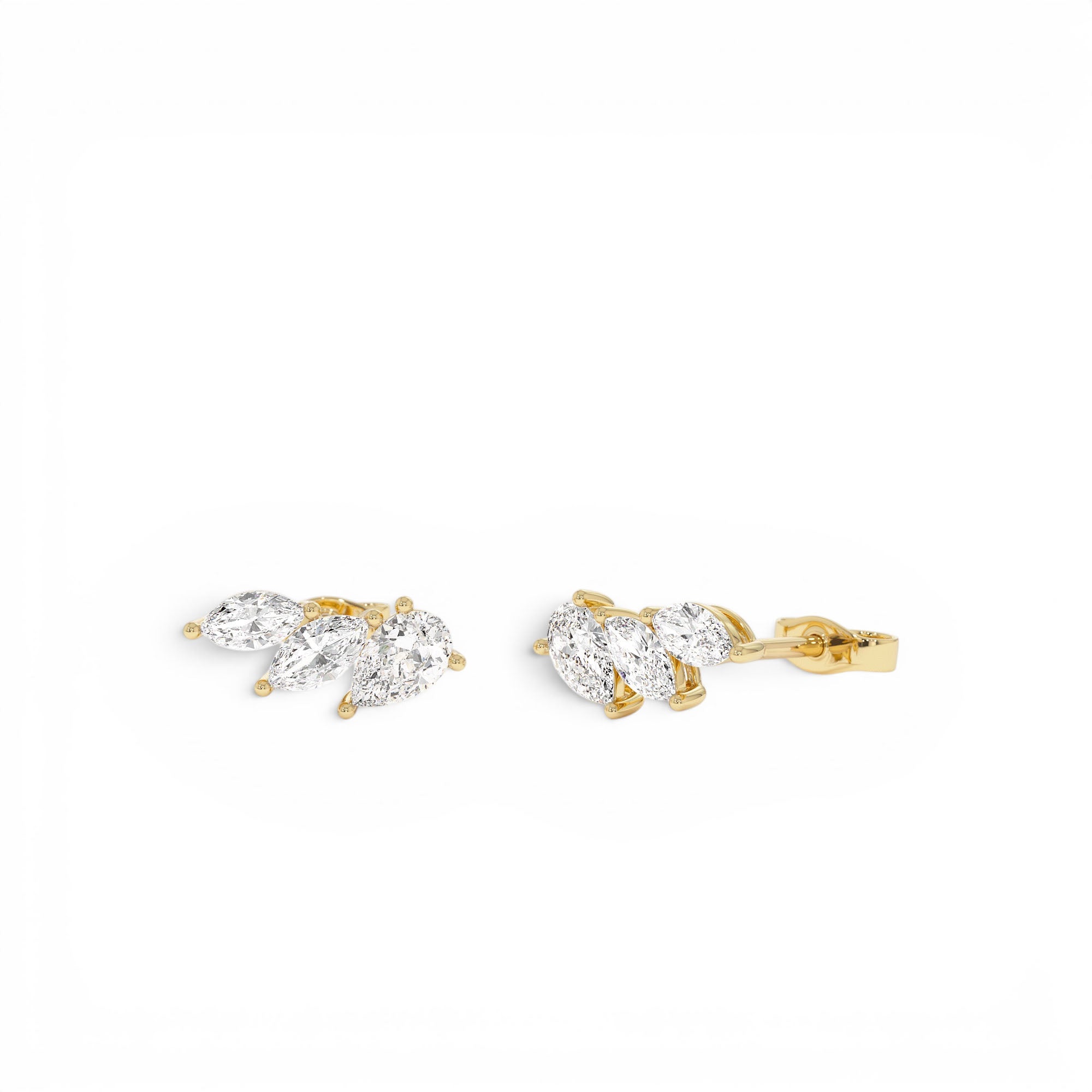 1.00 CTW 14K Prong Setting Lab Grown Mixed Shape Triple Cluster Stud Earrings by Orlina Fine