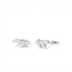 1.00 CTW 14K Prong Setting Lab Grown Mixed Shape Triple Cluster Stud Earrings - view 2