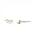 1.00 CTW 14K Prong Setting Lab Grown Mixed Shape Triple Cluster Stud Earrings - view 3