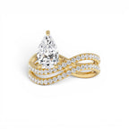 1.35 CTW 14K Pear Shaped Lab Grown Twisted Pave Band Diamond Engagement Ring by Orlina Fine