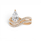 1.35 CTW 14K Pear Shaped Lab Grown Twisted Pave Band Diamond Engagement Ring - view 2