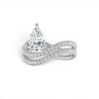 1.35 CTW 14K Pear Shaped Lab Grown Twisted Pave Band Diamond Engagement Ring - view 3
