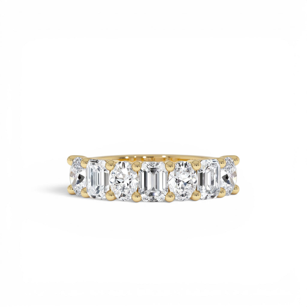 1.85 Ctw 14k Lab Grown Mixed Emerald & Oval Cut Anniversary Band by Orlina Fine