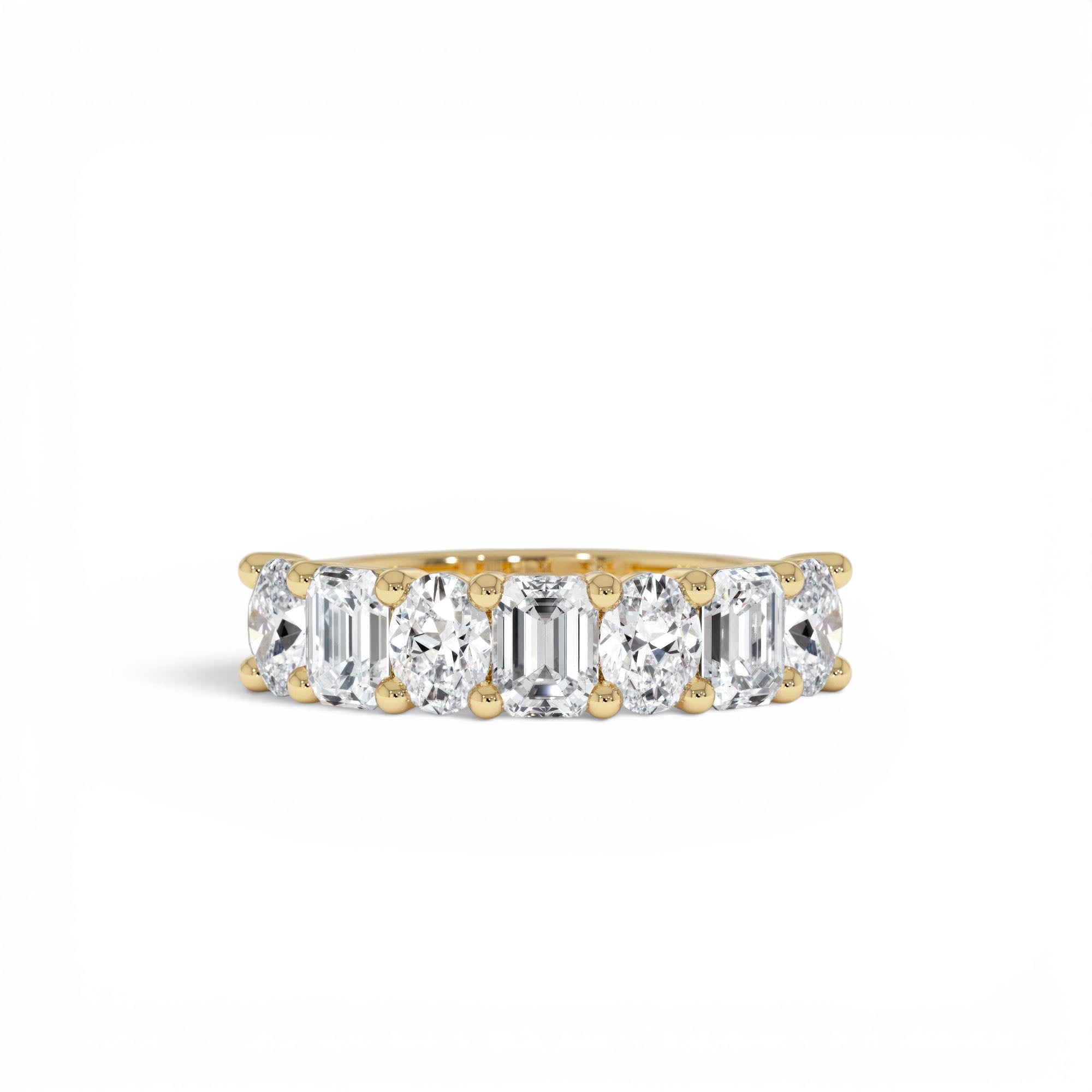 1.85 Ctw 14k Lab Grown Mixed Emerald & Oval Cut Anniversary Band by Orlina Fine