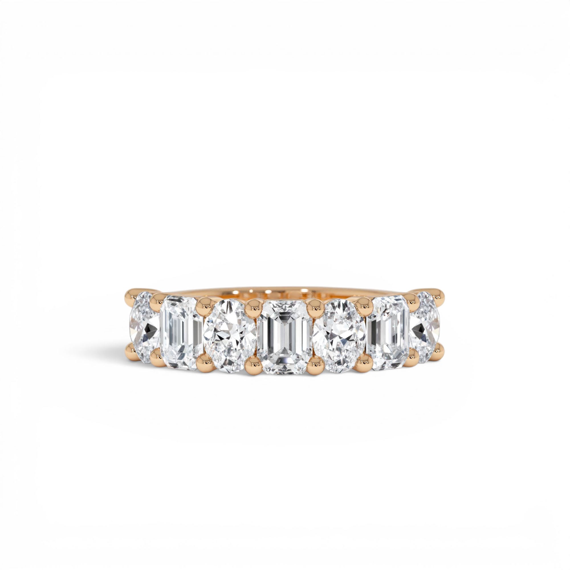 1.85 Ctw 14k Lab Grown Mixed Emerald & Oval Cut Anniversary Band - view 2