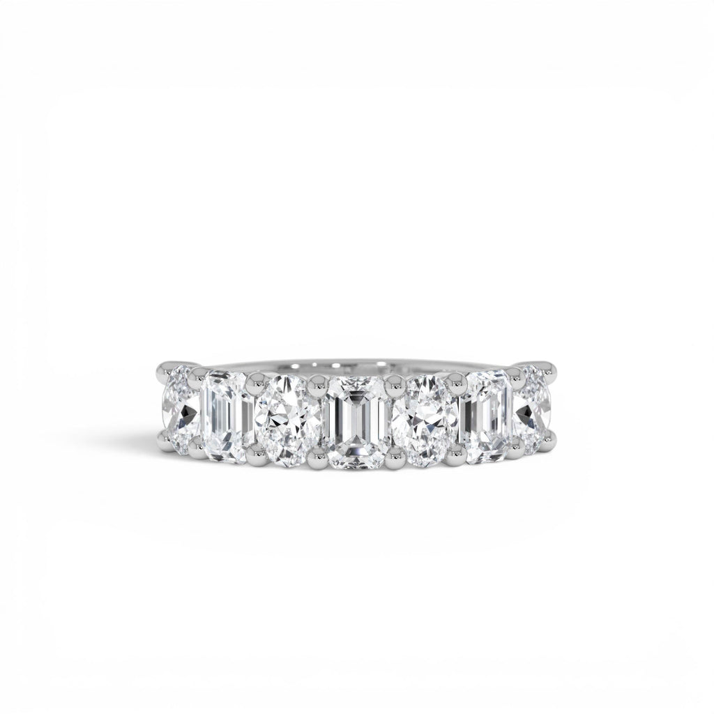 1.85 Ctw 14k Lab Grown Mixed Emerald & Oval Cut Anniversary Band - view 3