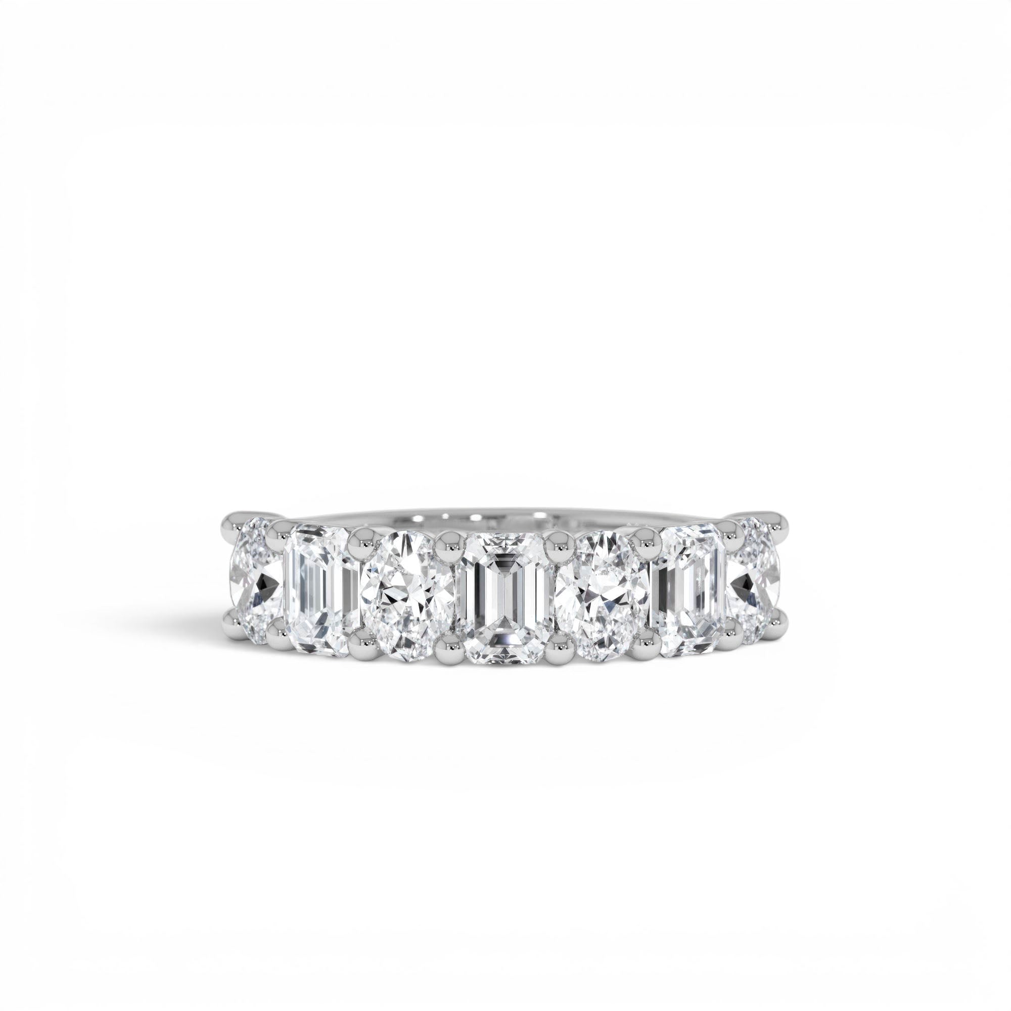1.85 Ctw 14k Lab Grown Mixed Emerald & Oval Cut Anniversary Band - view 3