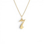 14K Gothic Number Pendant Necklace by Orlina Fine