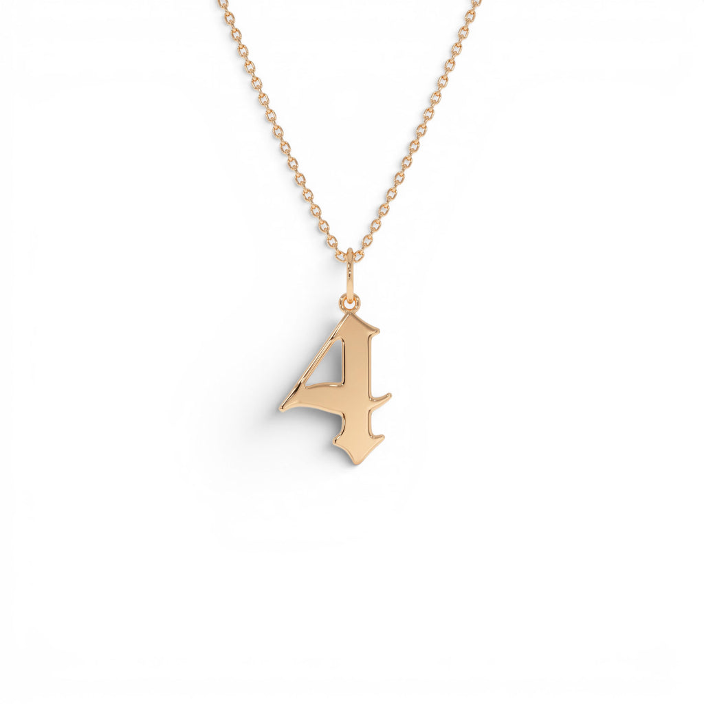 14K Gothic Number Pendant Necklace - view 2