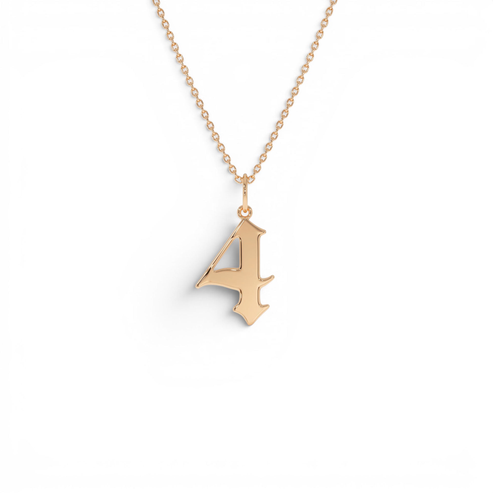 14K Gothic Number Pendant Necklace - view 2