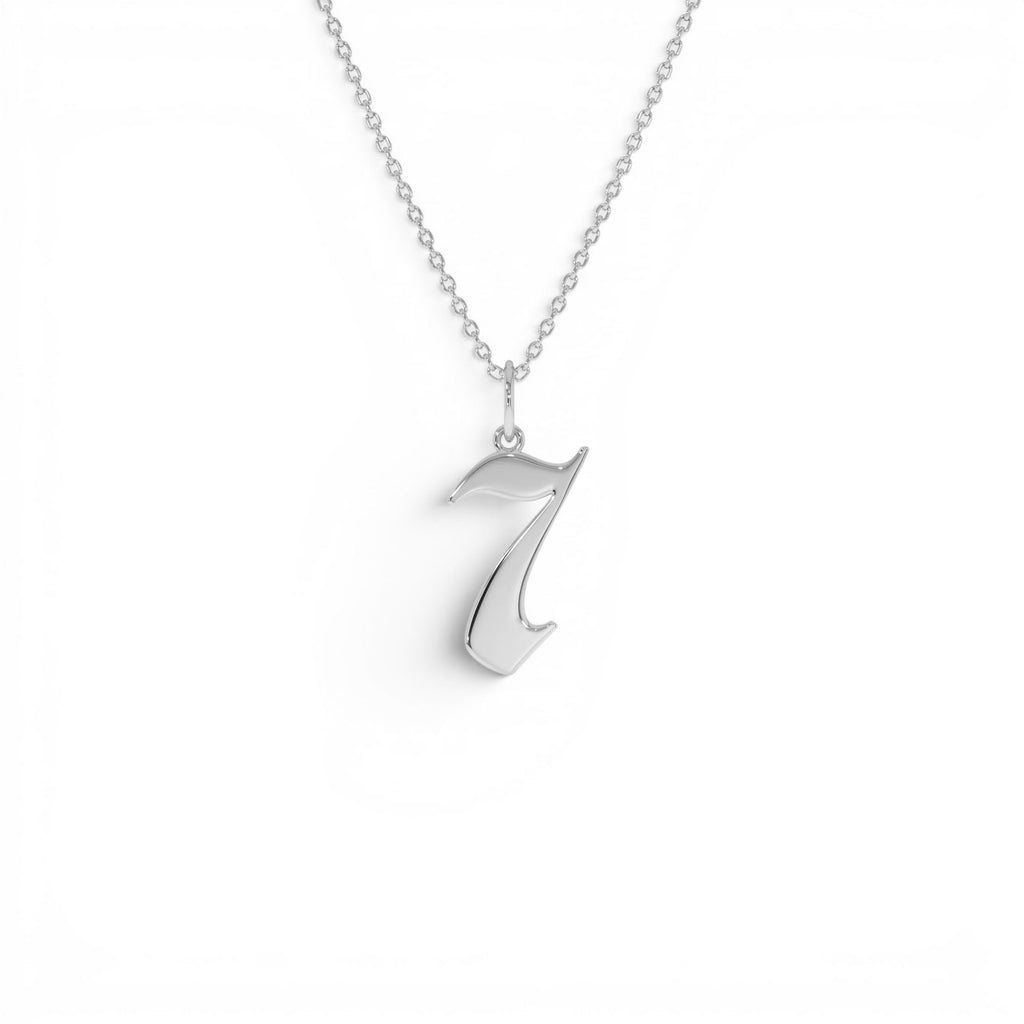 14K Gothic Number Pendant Necklace - view 4