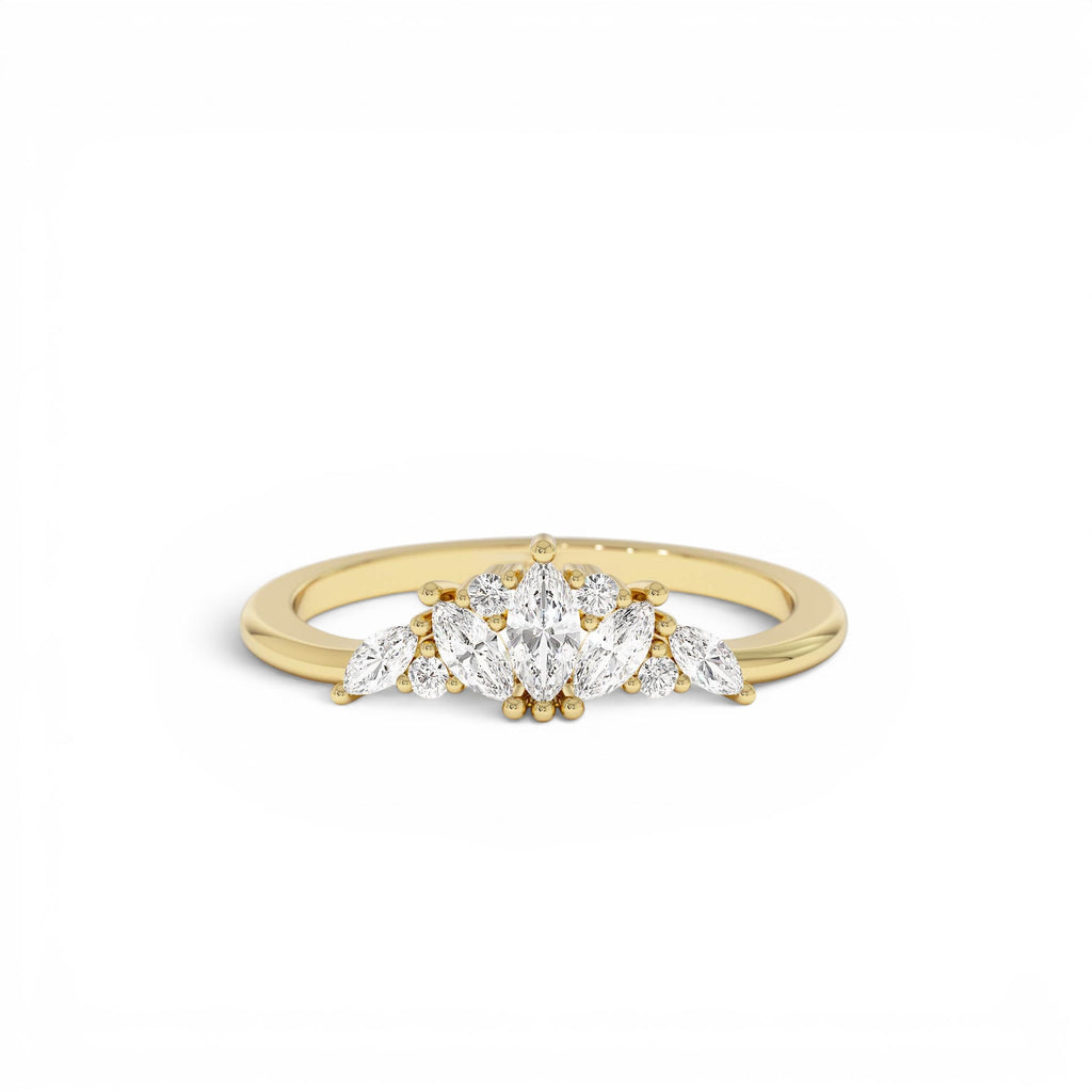 14K Dainty Marquise Diamond Stacking Ring by Orlina Fine