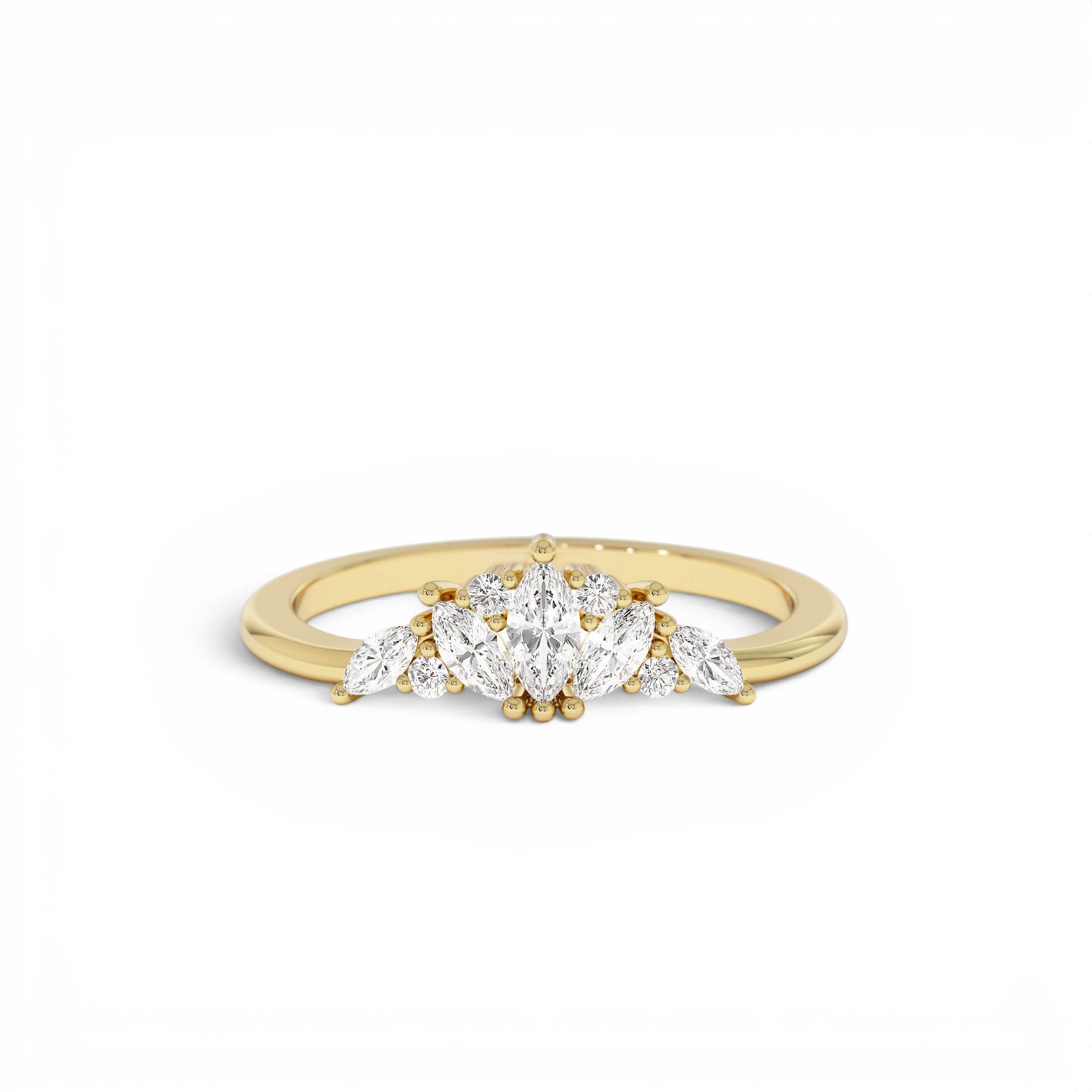 14K Dainty Marquise Diamond Stacking Ring by Orlina Fine