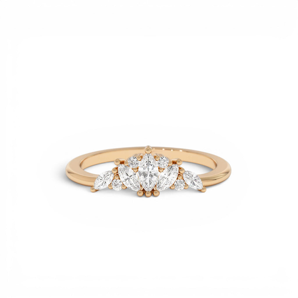 14K Dainty Marquise Diamond Stacking Ring - view 3