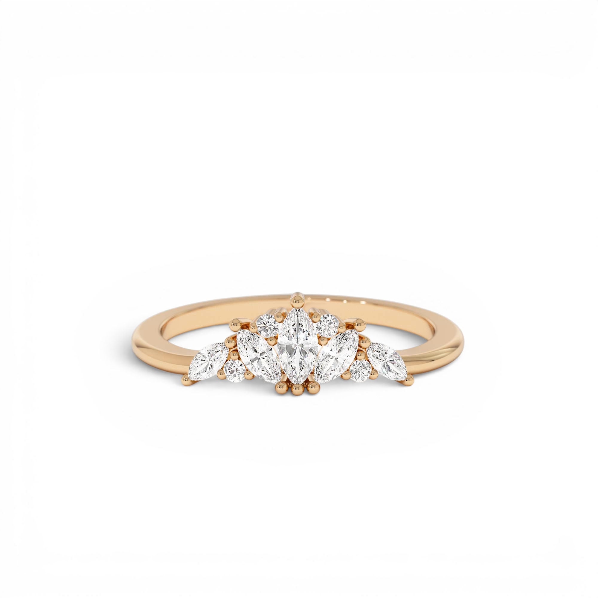 14K Dainty Marquise Diamond Stacking Ring - view 3