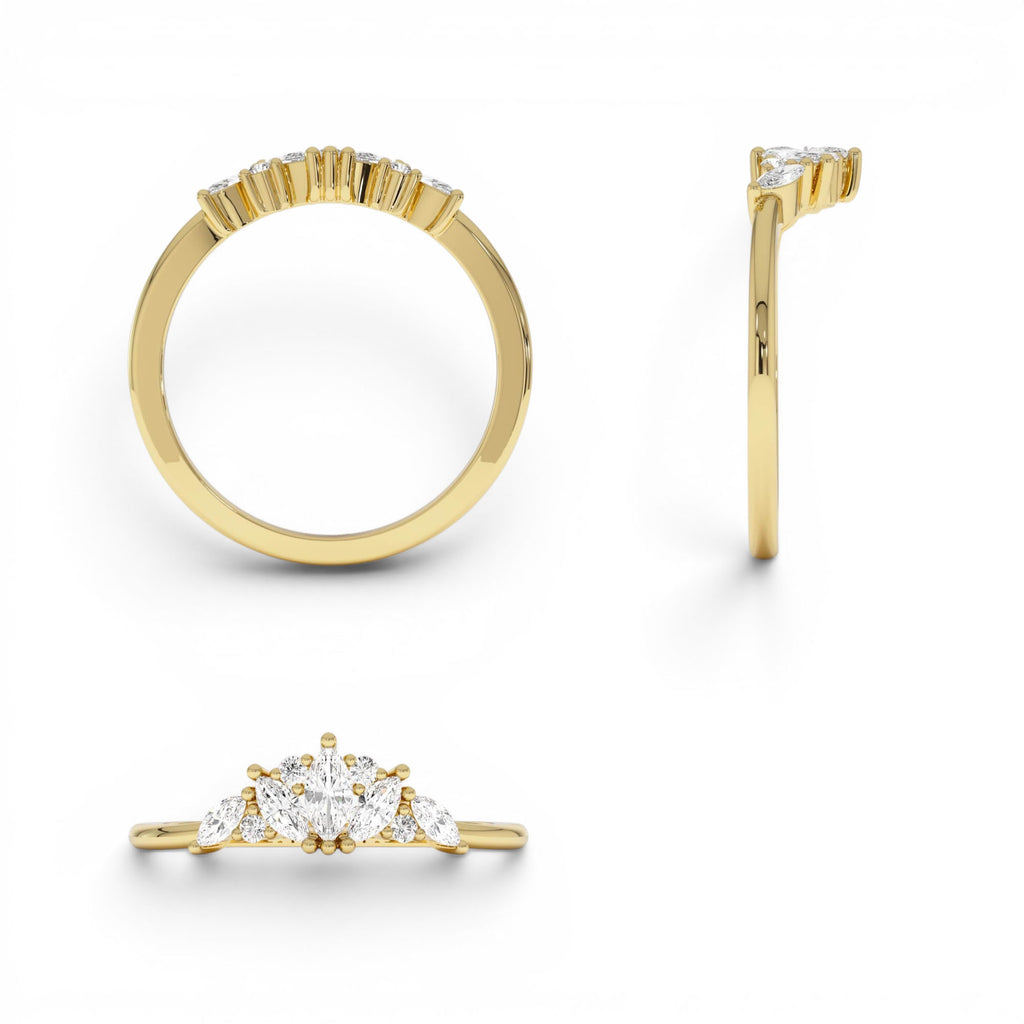 14K Dainty Marquise Diamond Stacking Ring - view 5