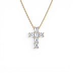 1.25 CTW 14K Emerald Cut Lab Grown Diamond Cross Necklace by Orlina Fine