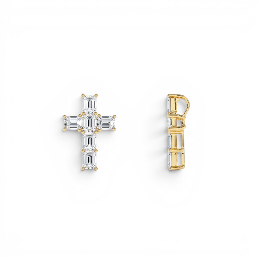 1.25 Ctw 14k Emerald Cut Lab Grown Diamond Cross Necklace - view 4
