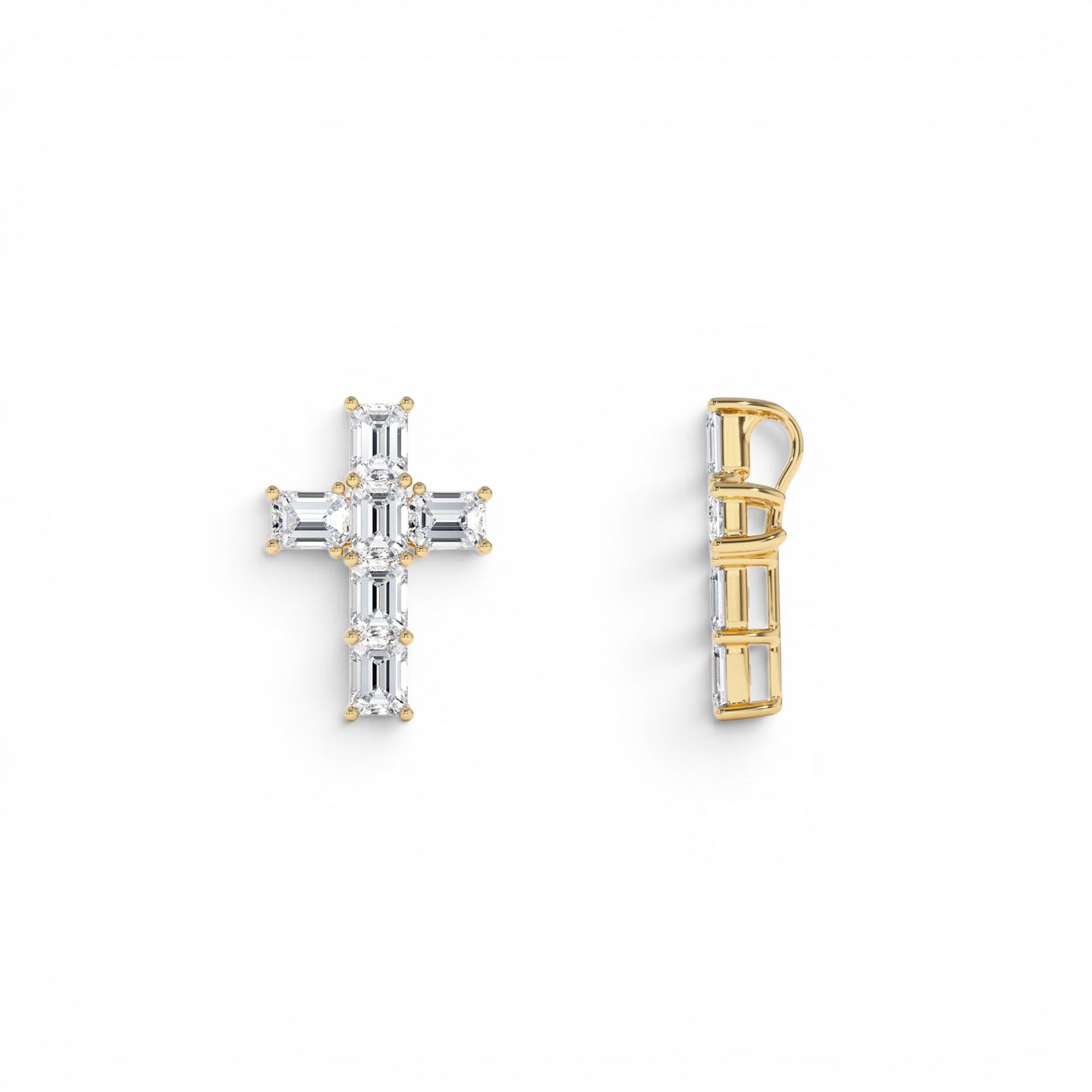 1.25 CTW 14K Emerald Cut Lab Grown Diamond Cross Necklace - view 4
