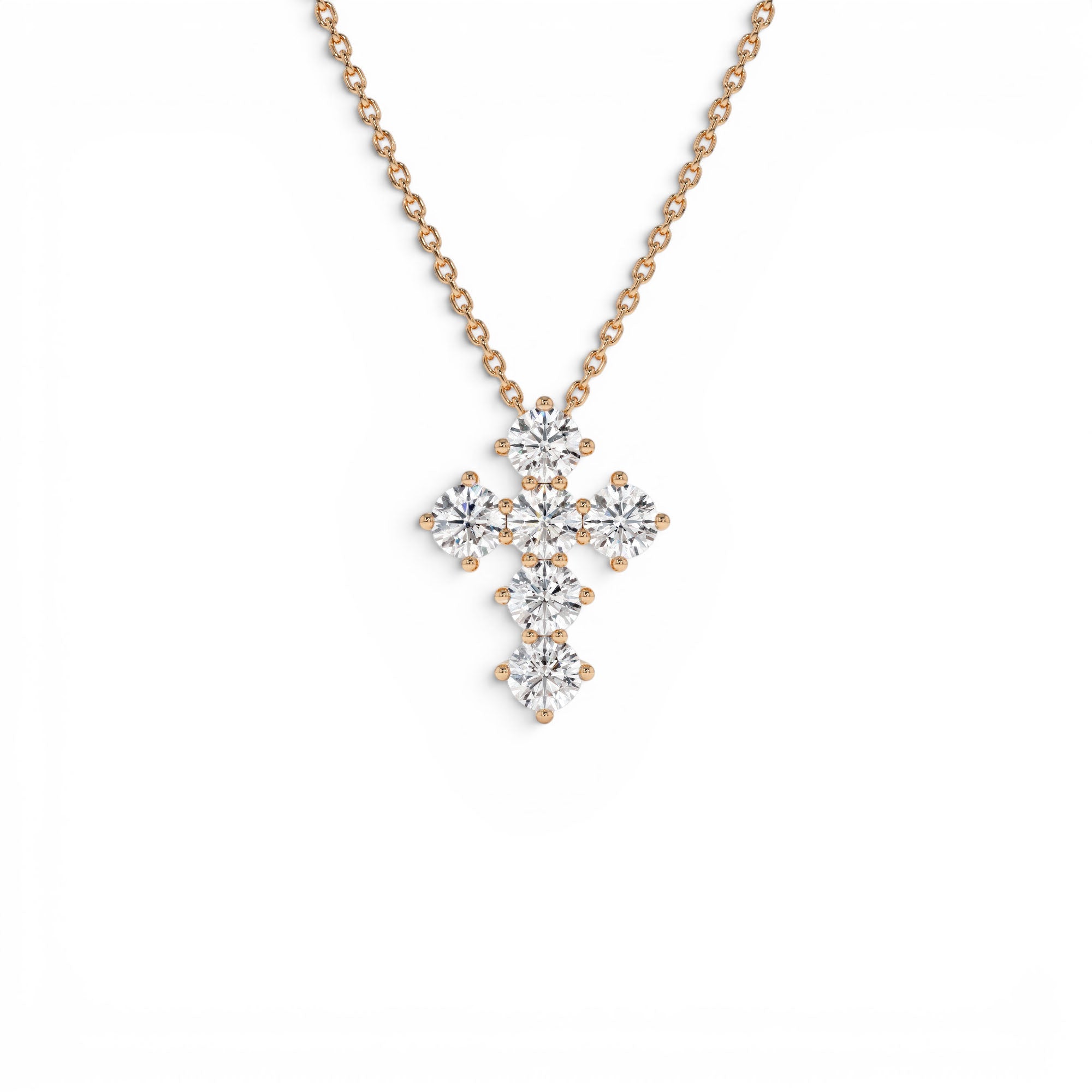 14k 0.99 Ctw Round Brilliant Lab Grown Diamond Cross Necklace - view 2