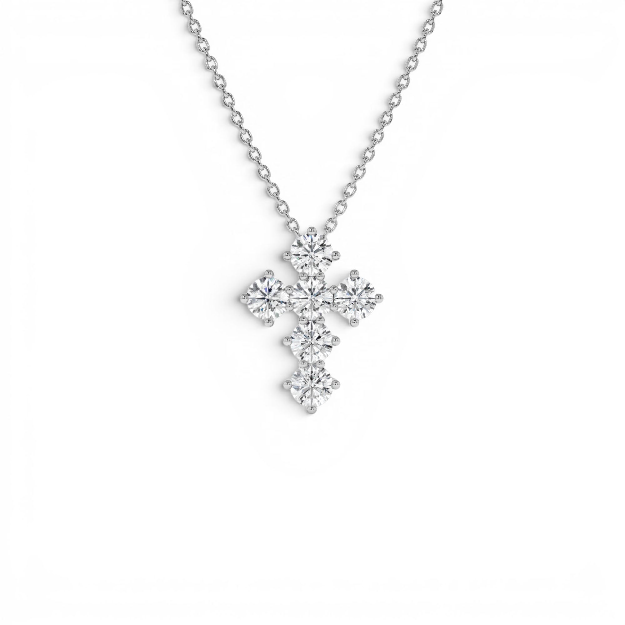 14k 0.99 Ctw Round Brilliant Lab Grown Diamond Cross Necklace - view 3