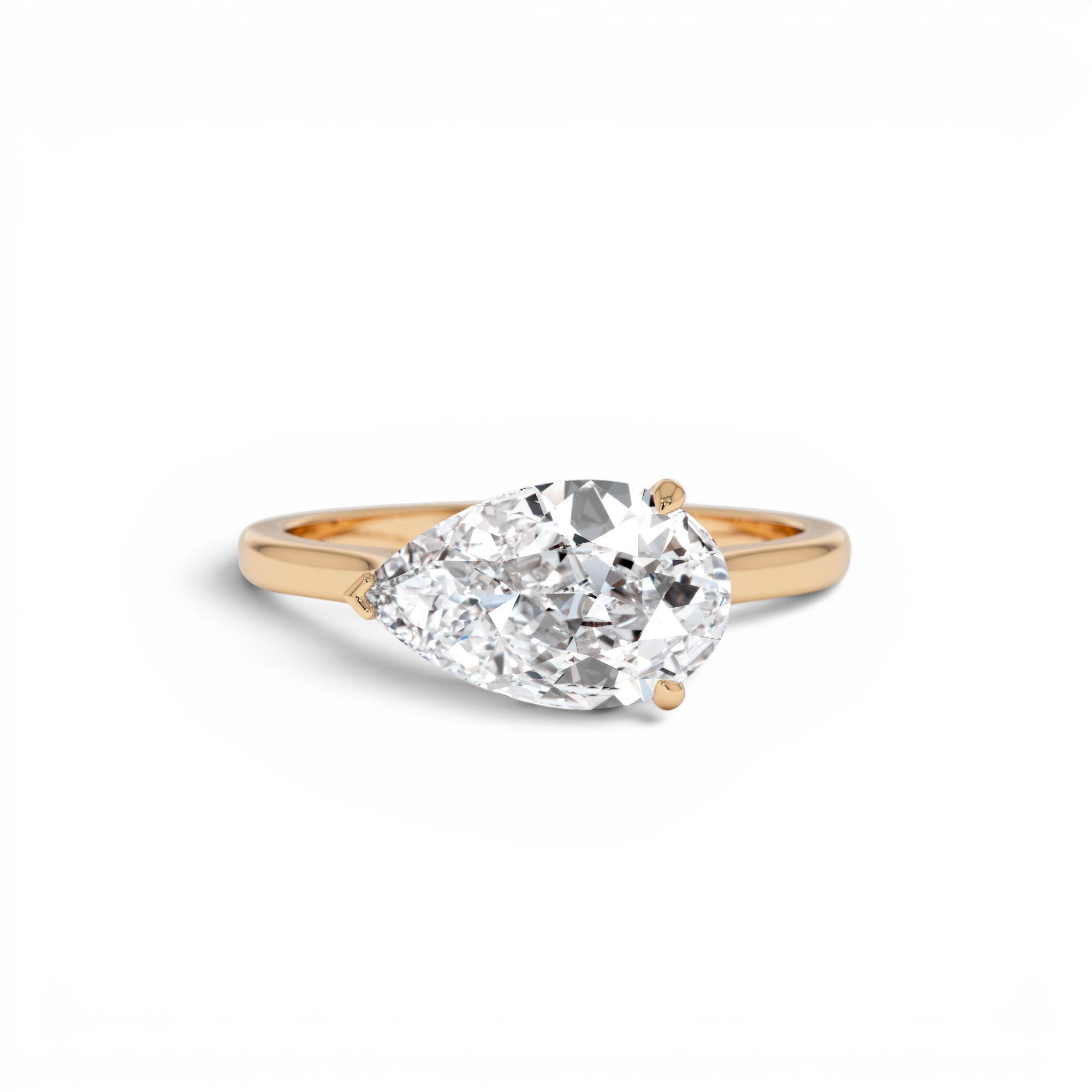 1 CTW 14K Pear Shaped Lab Grown Pear Shaped East-West Set Diamond Ring - view 3