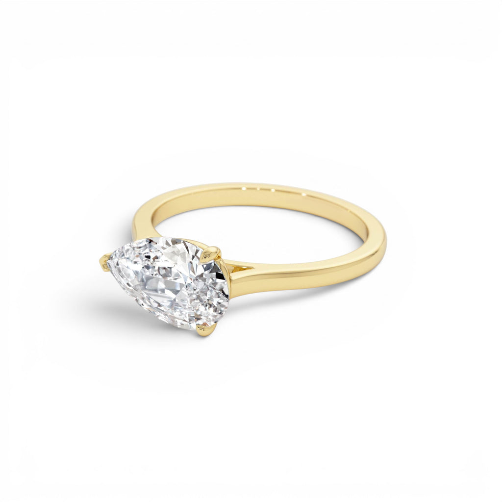 1 CTW 14K Pear Shaped Lab Grown Pear Shaped East-West Set Diamond Ring - view 4
