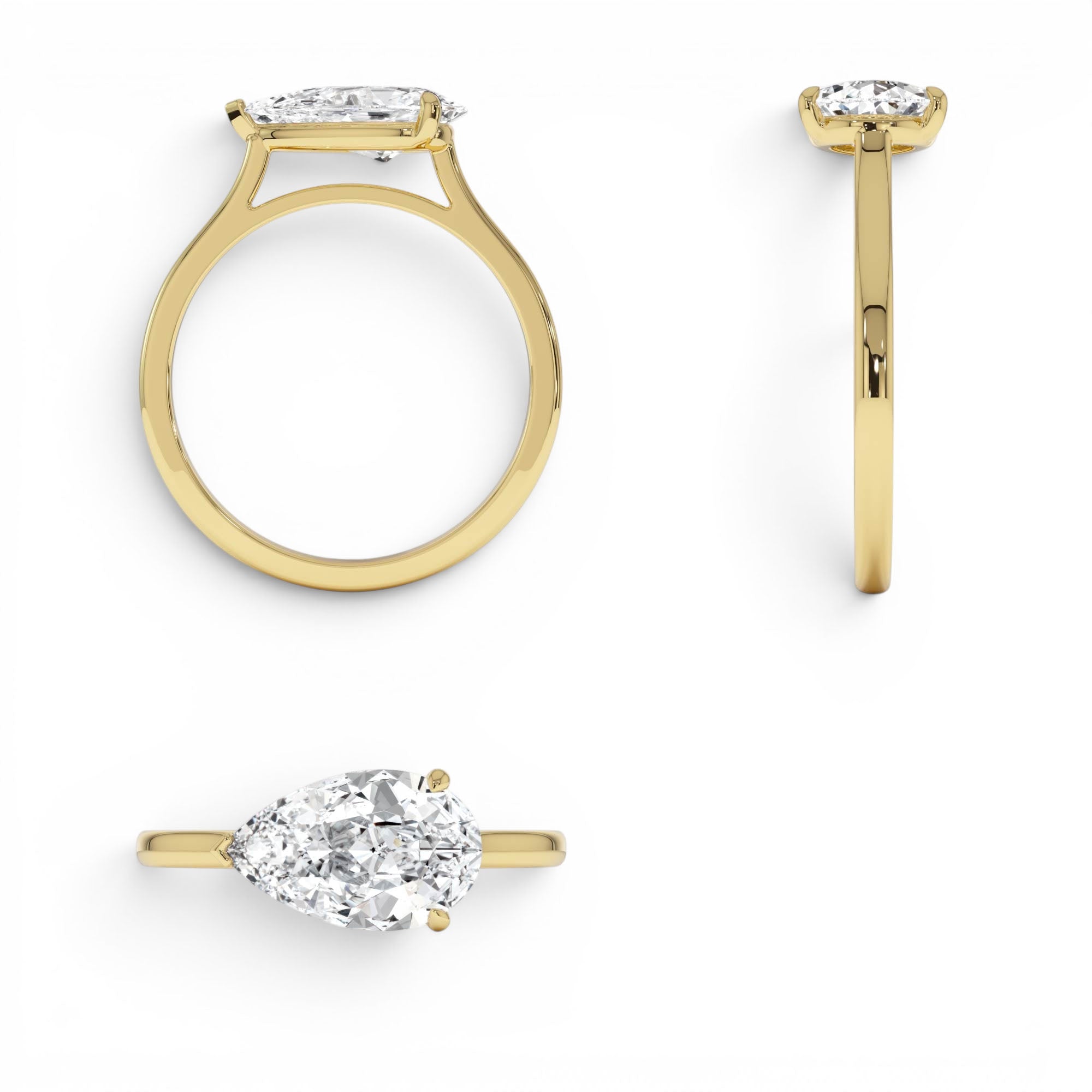 1 CTW 14K Pear Shaped Lab Grown Pear Shaped East-West Set Diamond Ring - view 5