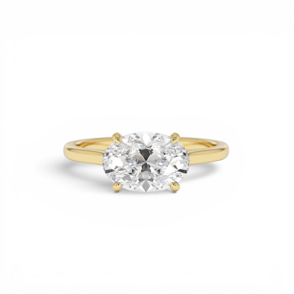 1 CTW 14K Oval Shaped Lab Grown Pear Shaped East-West Set Diamond Ring by Orlina Fine