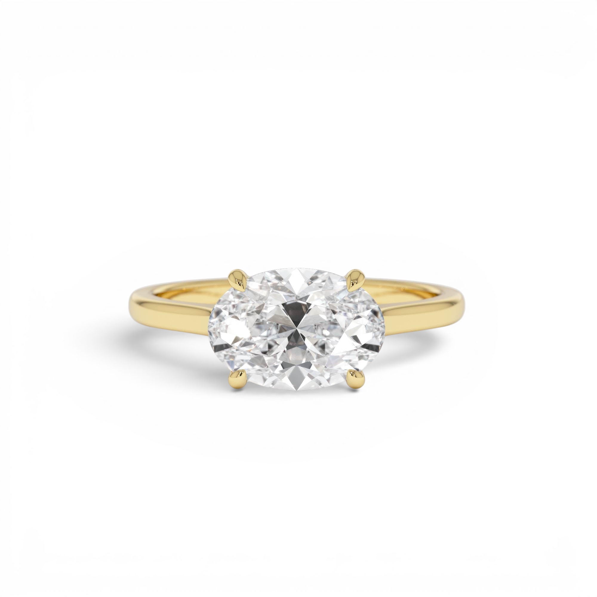 1 CTW 14K Oval Shaped Lab Grown Pear Shaped East-West Set Diamond Ring by Orlina Fine