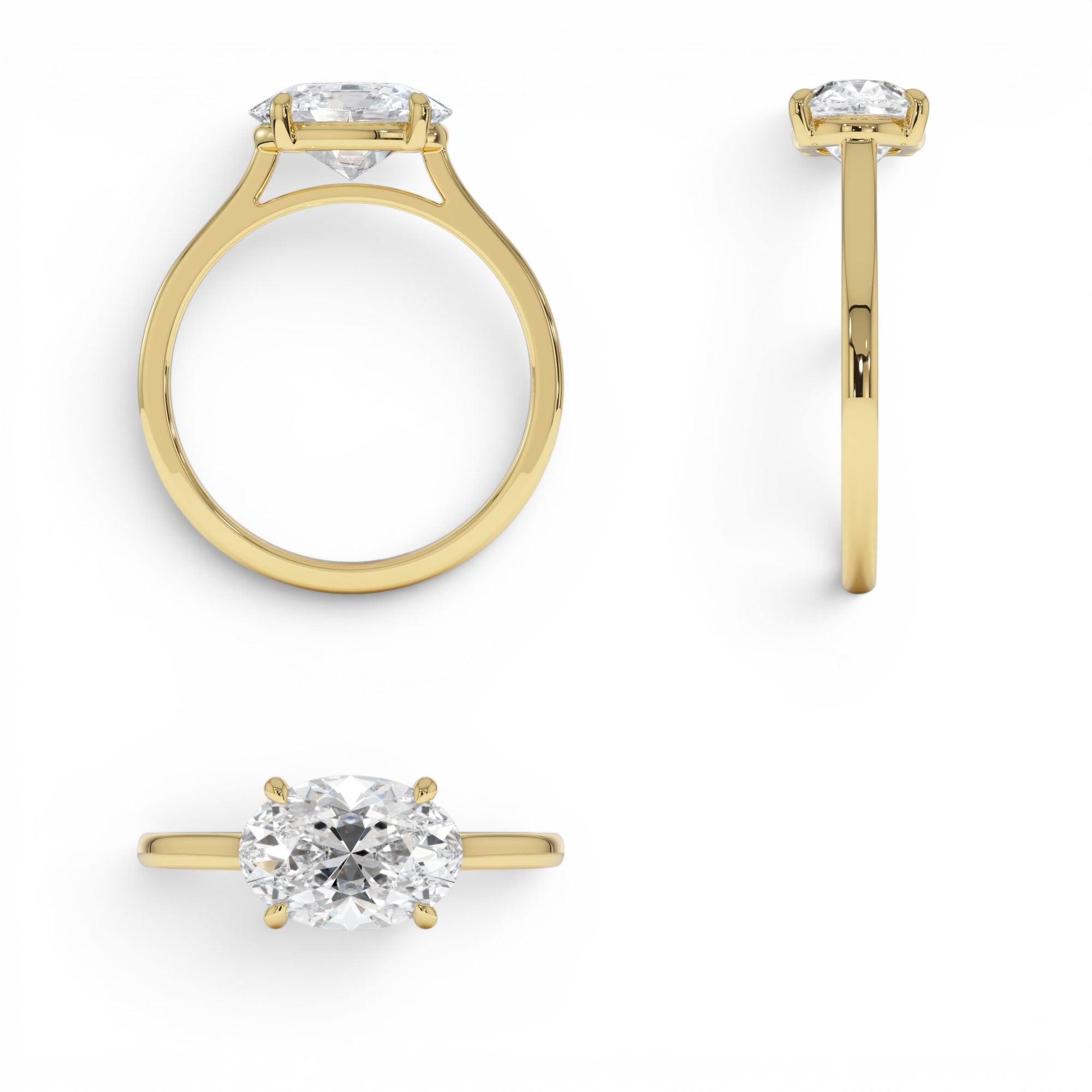 1 CTW 14K Oval Shaped Lab Grown Pear Shaped East-West Set Diamond Ring - view 5