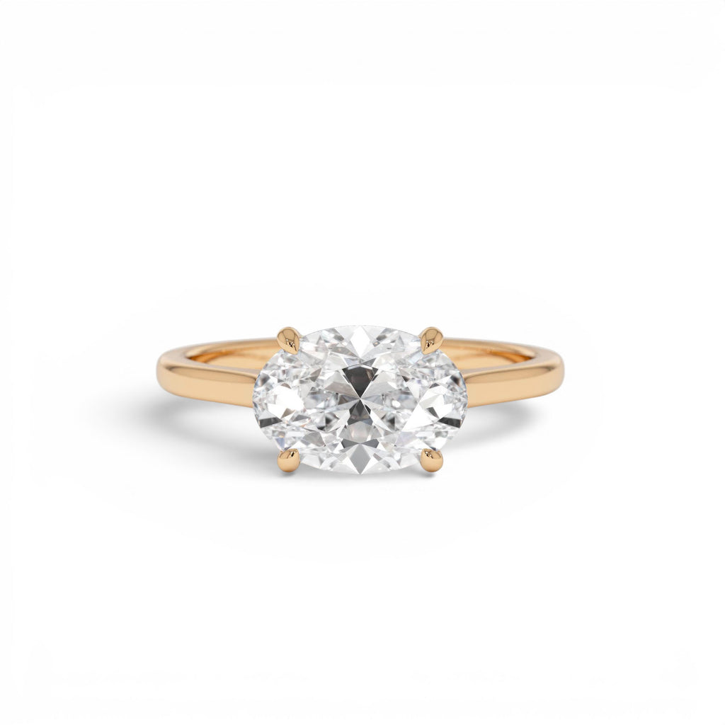1 CTW 14K Oval Shaped Lab Grown Pear Shaped East-West Set Diamond Ring - view 2