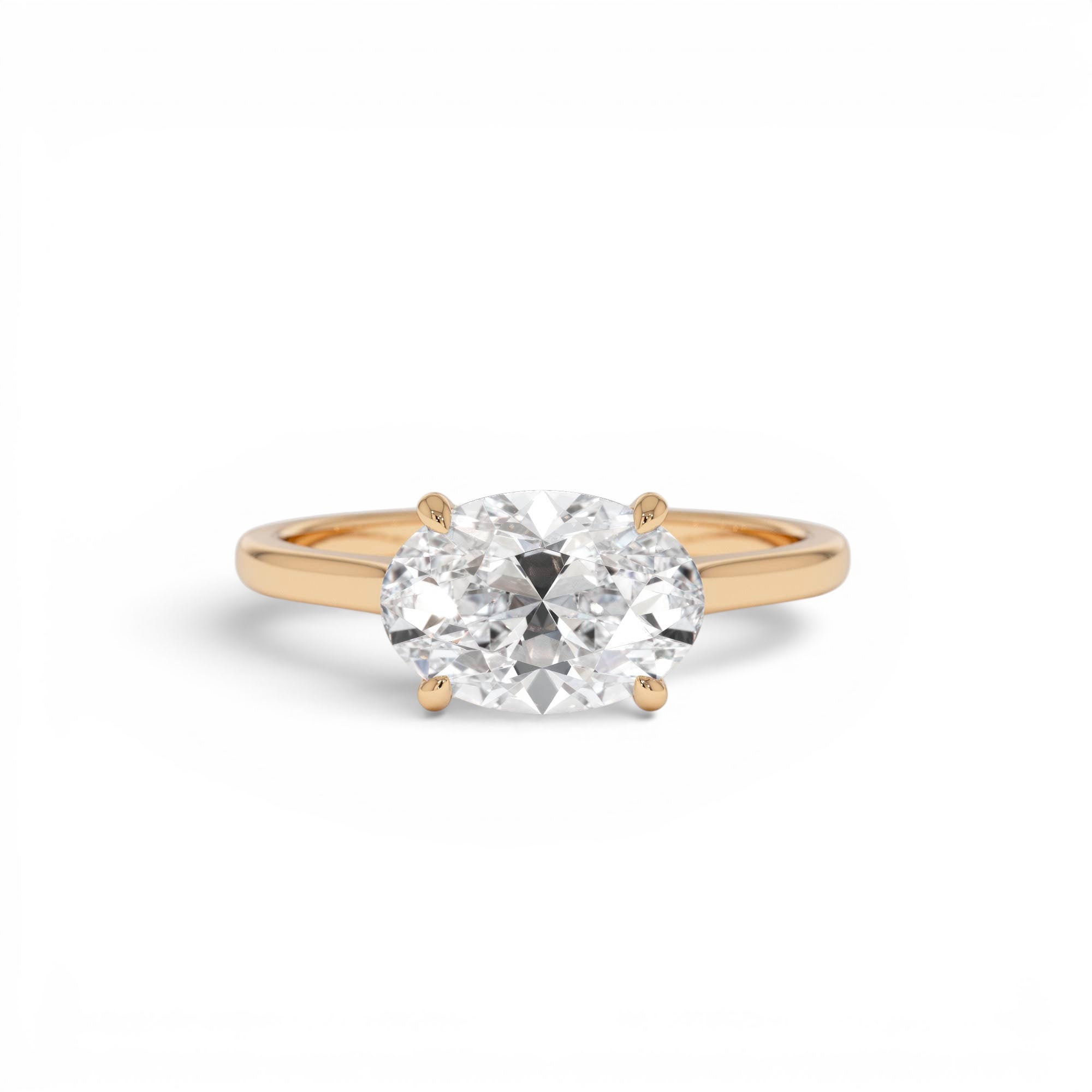 1 CTW 14K Oval Shaped Lab Grown Pear Shaped East-West Set Diamond Ring - view 2