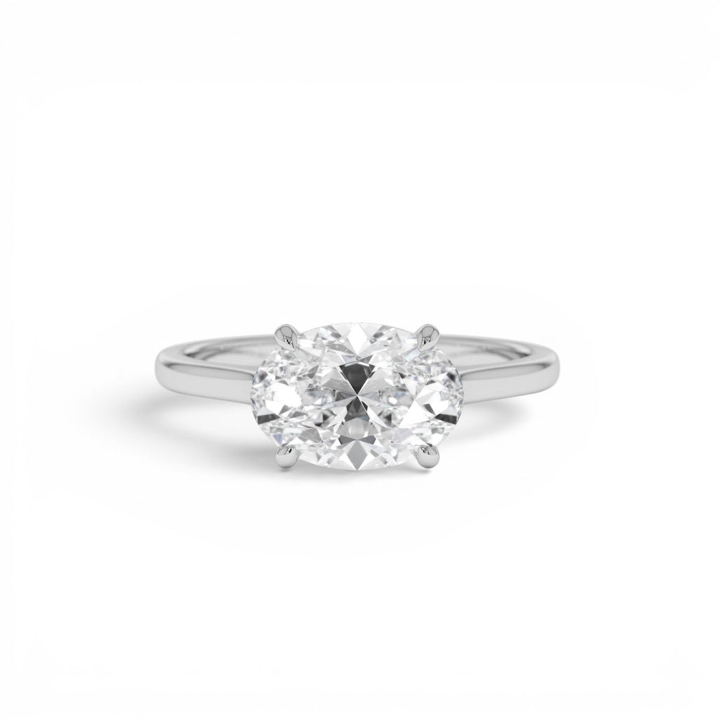1 CTW 14K Oval Shaped Lab Grown Pear Shaped East-West Set Diamond Ring - view 3