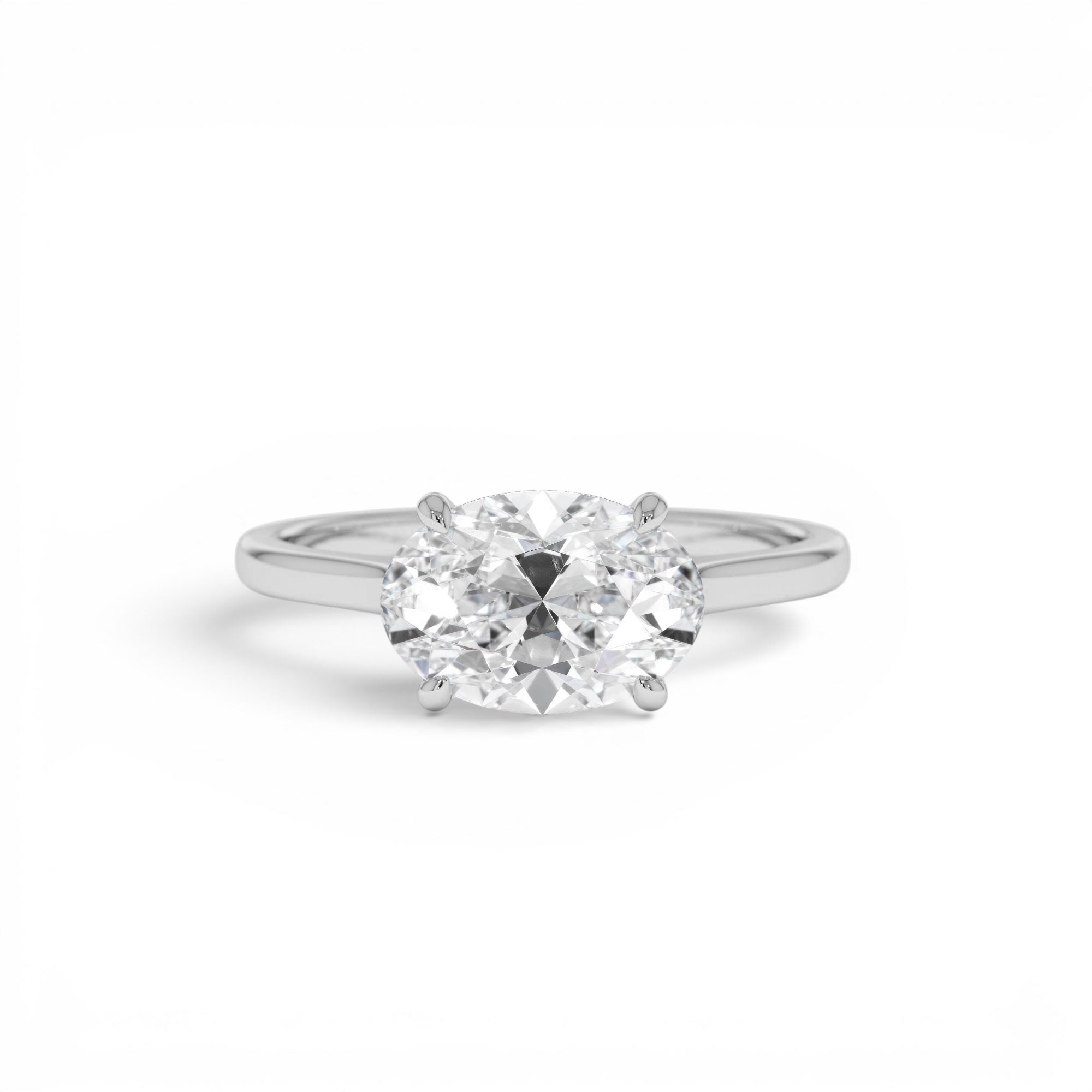 1 CTW 14K Oval Shaped Lab Grown Pear Shaped East-West Set Diamond Ring - view 3