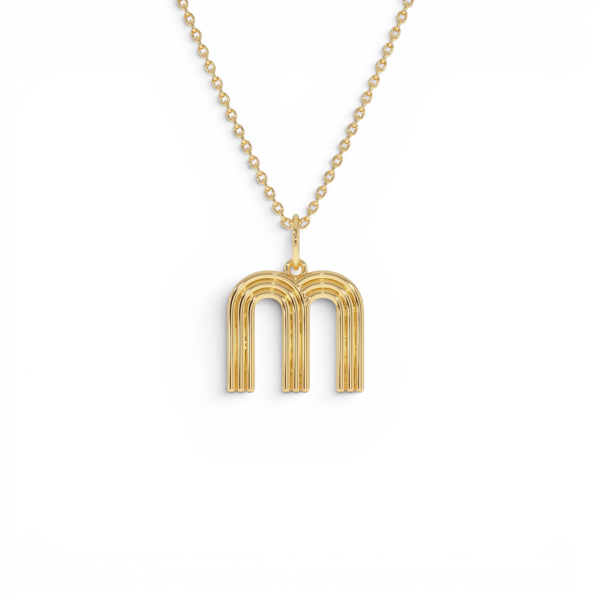 14K Triple Line Initial Necklace by Orlina Fine