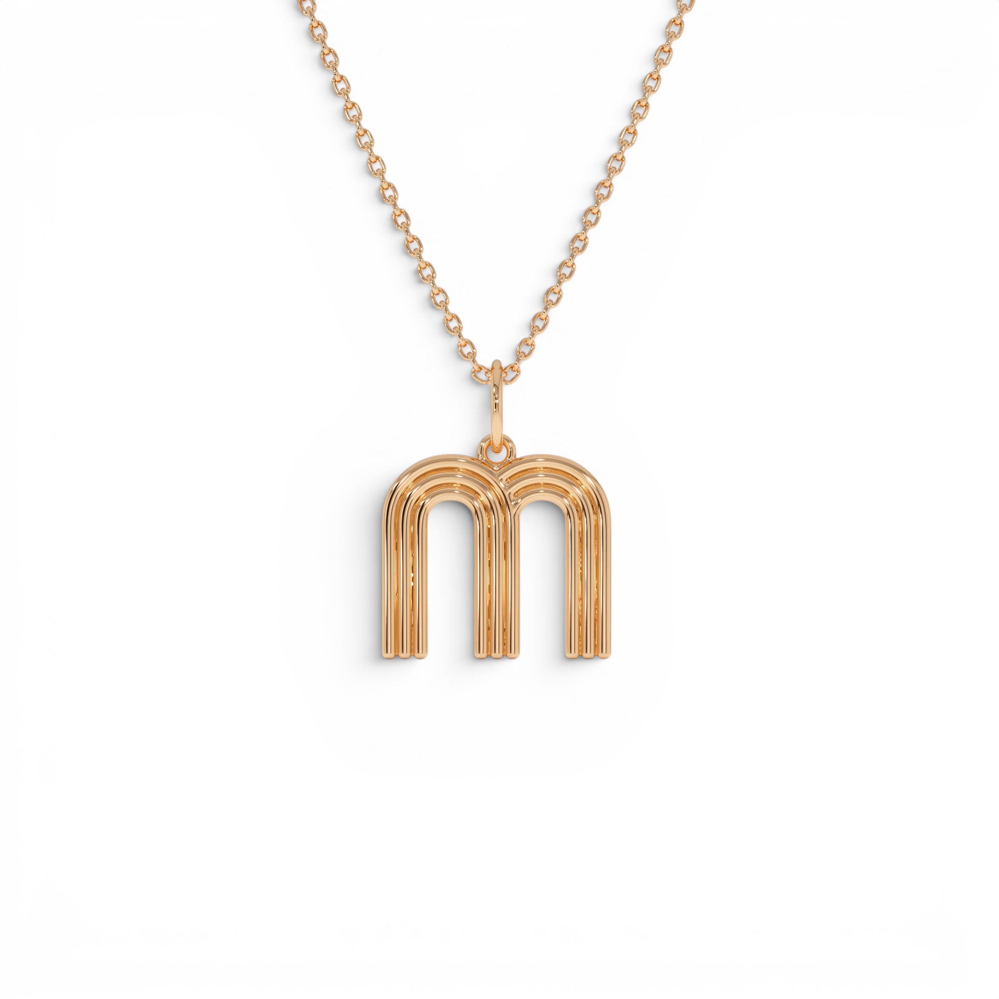 14K Triple Line Initial Necklace - view 2