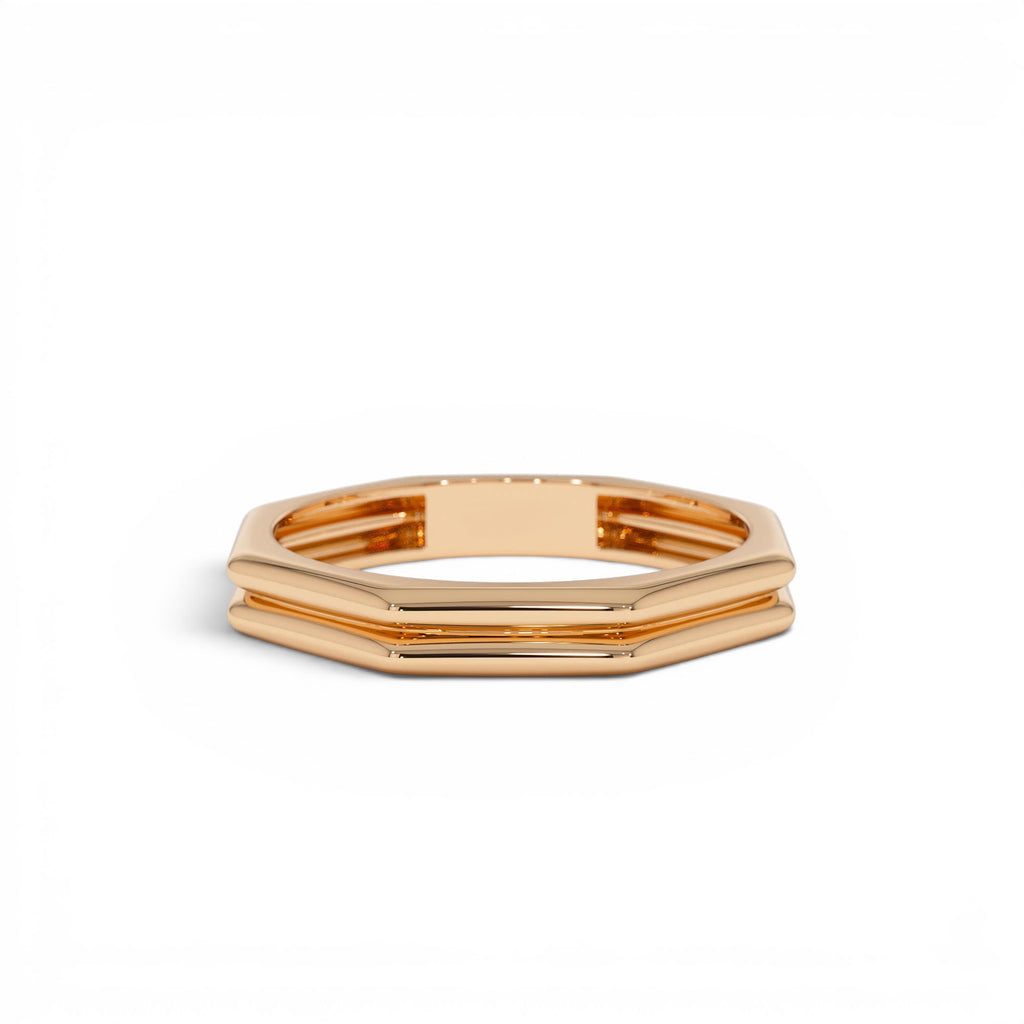 14K Octagon Double Band Ring - view 2