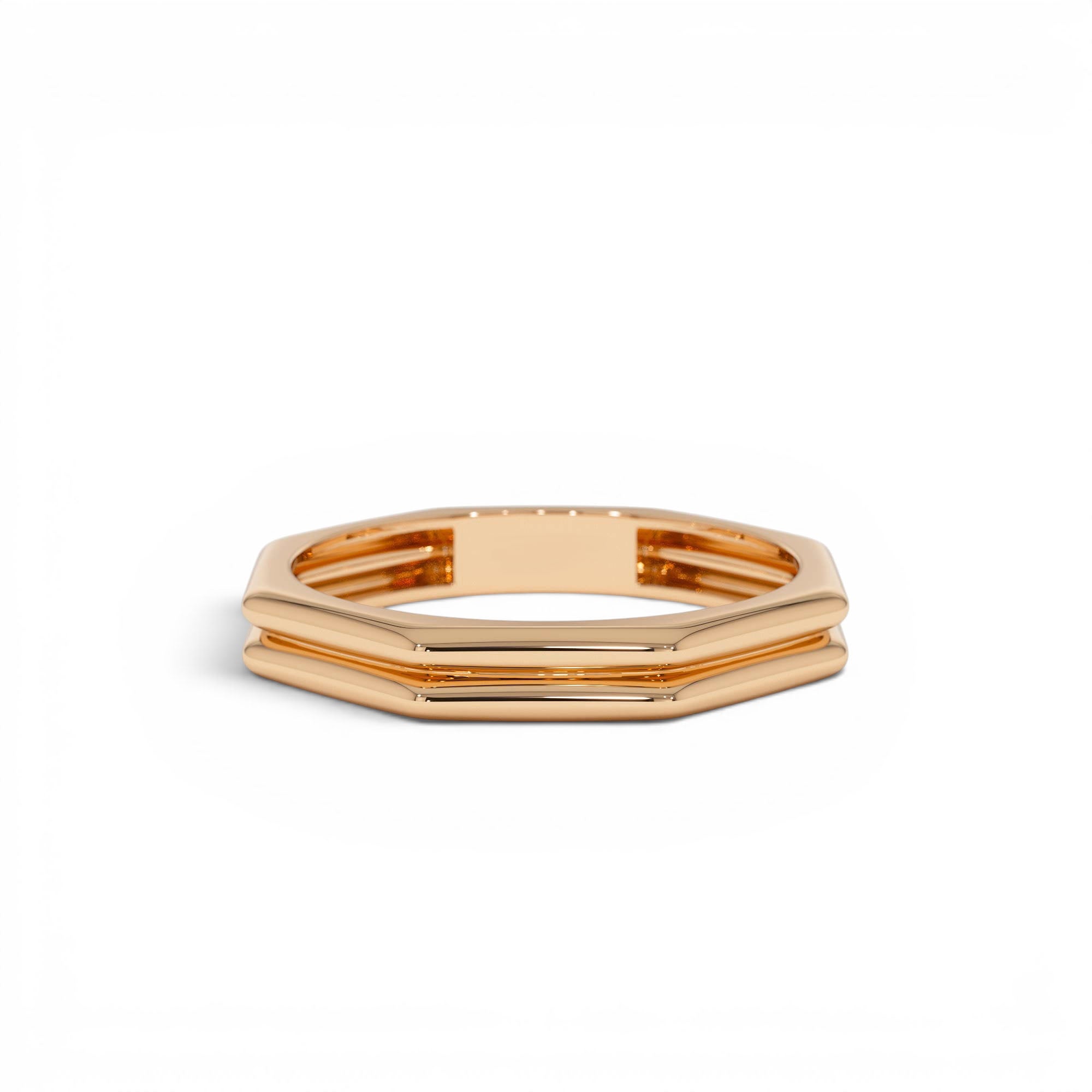 14K Octagon Double Band Ring - view 2