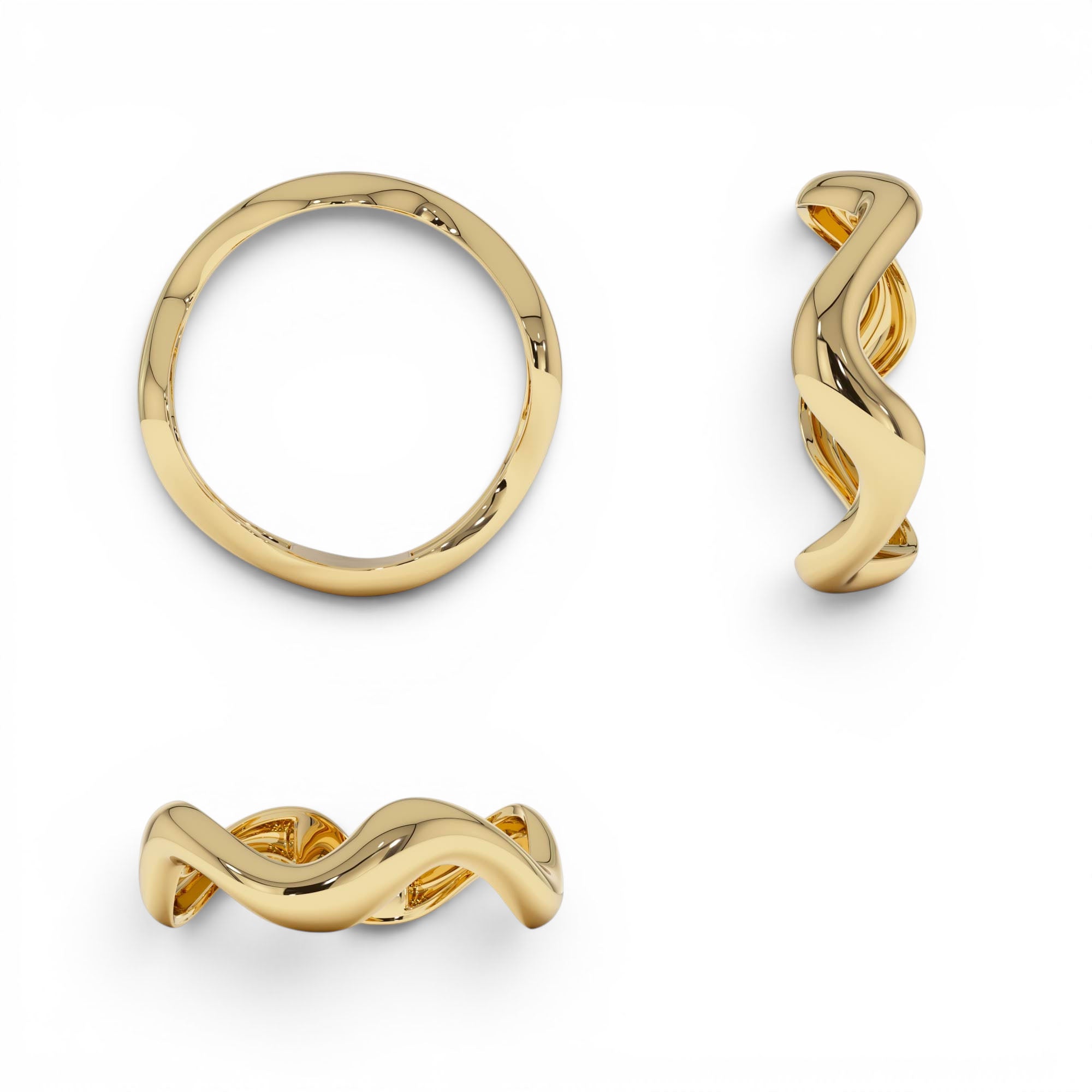 14K Gold Sculptural Wave Band - view 5